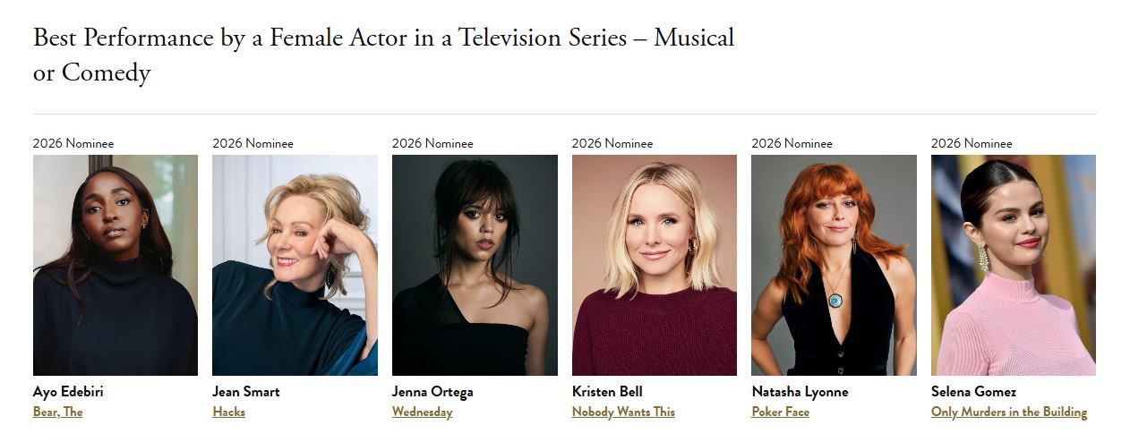 Actrices - Nominations Golden Globes 2026 - Catégorie « Best Performance by a Female Actor in a Television Series – Musical or Comedy »