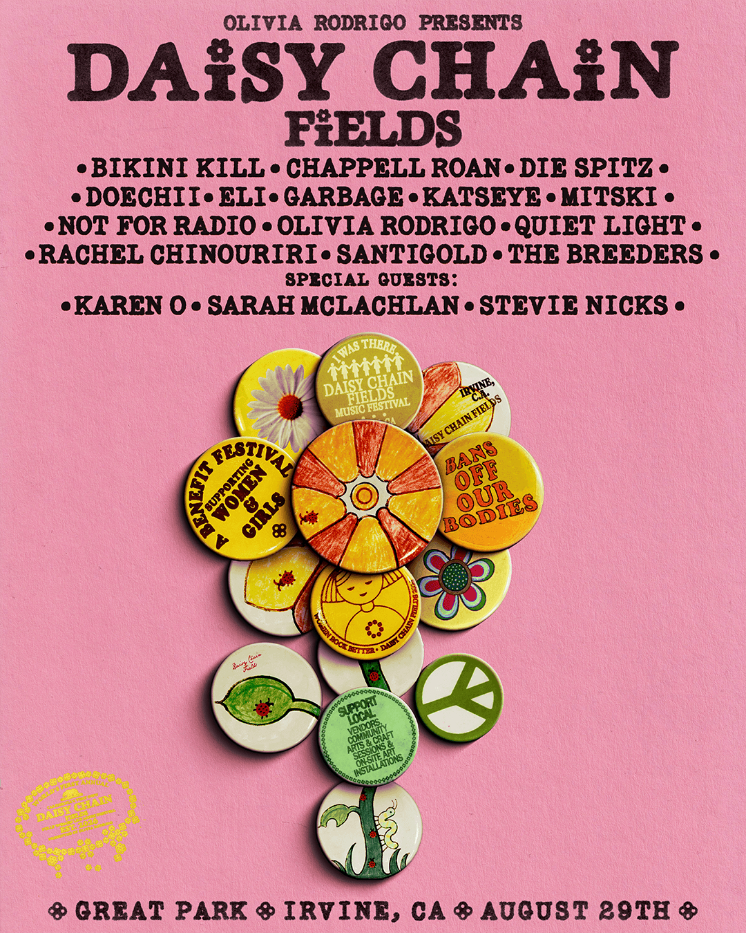 Affiche du festival « Daisy Chain Fields » d'Olivia Rodrigo
